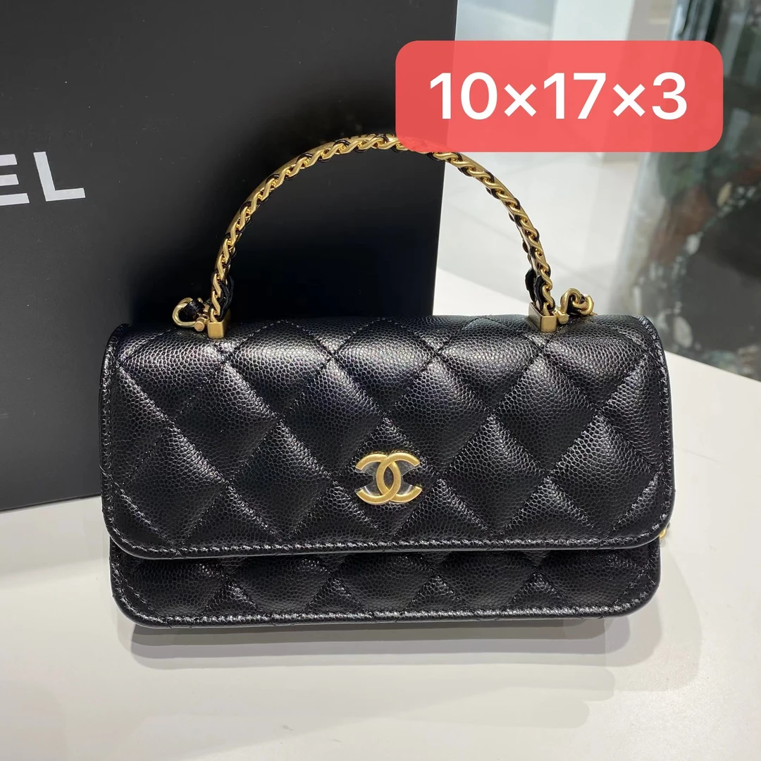 全新未使用 Chanel/香奈儿 24A牛皮手柄法棍斜挎包公价32100