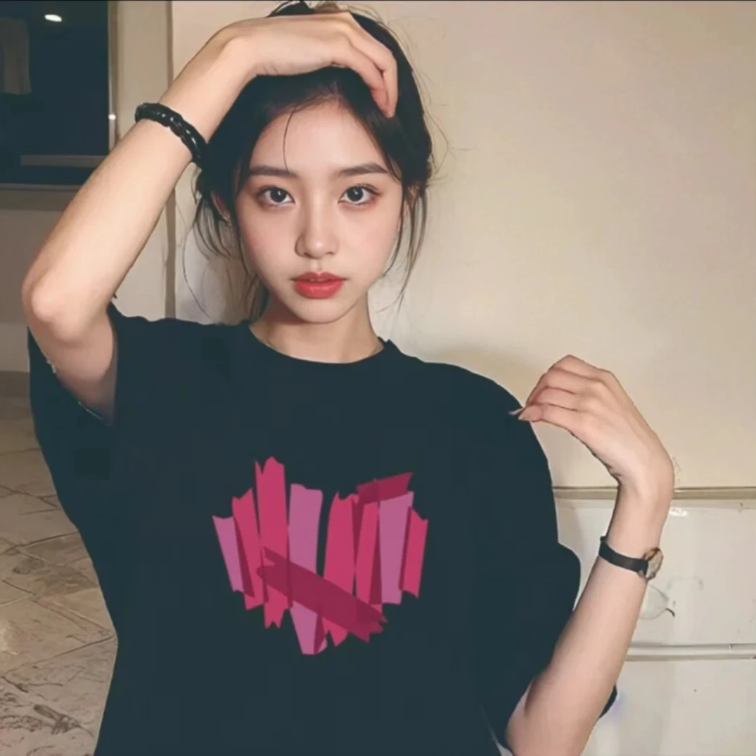 女短袖卡通印花圆领T恤2024新款洋气女款纯棉时尚舒适打底夏秋短T