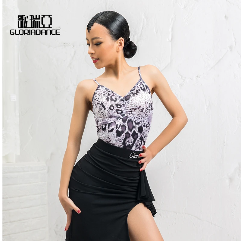 歌瑞亚拉丁舞服新款女少儿吊带V领蕾丝连体上衣套装练功服G1094