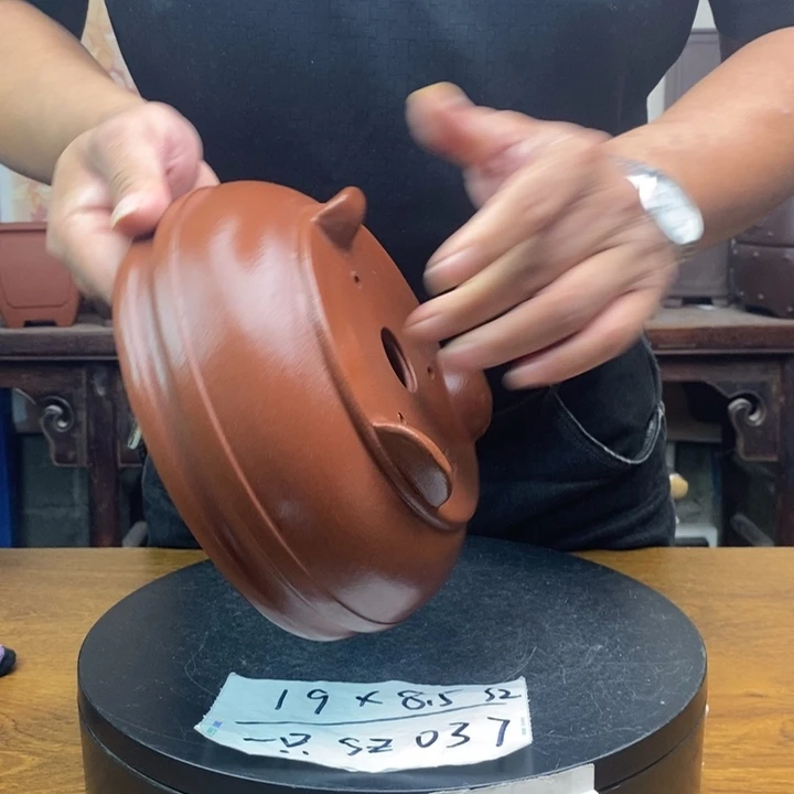 紫砂花盆货号一只SZ037红