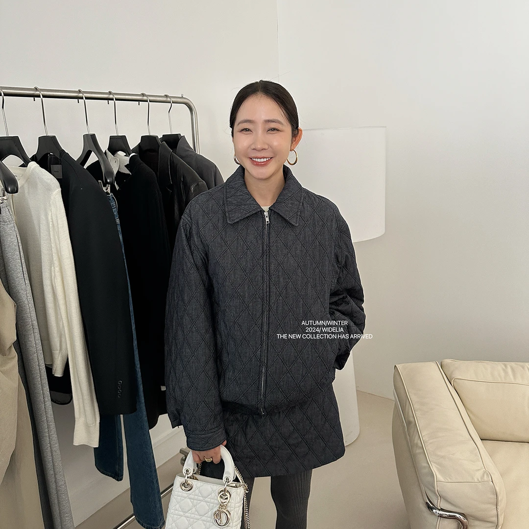 widelia秋冬款韩版9275名媛风气质ins优雅千金精致菱格慵懒风套装
