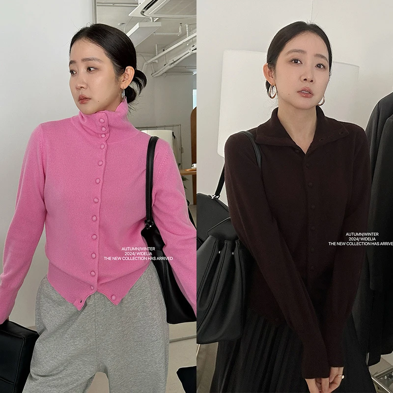 widelia秋冬款韩版BW06599 慵懒风百搭简约ins街头气质全排扣毛衣