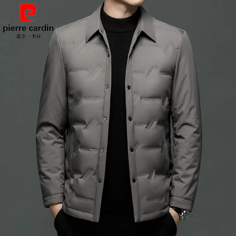 皮尔卡丹羽 绒服男2024冬季新款男士翻领秋冬休闲轻薄保暖外套