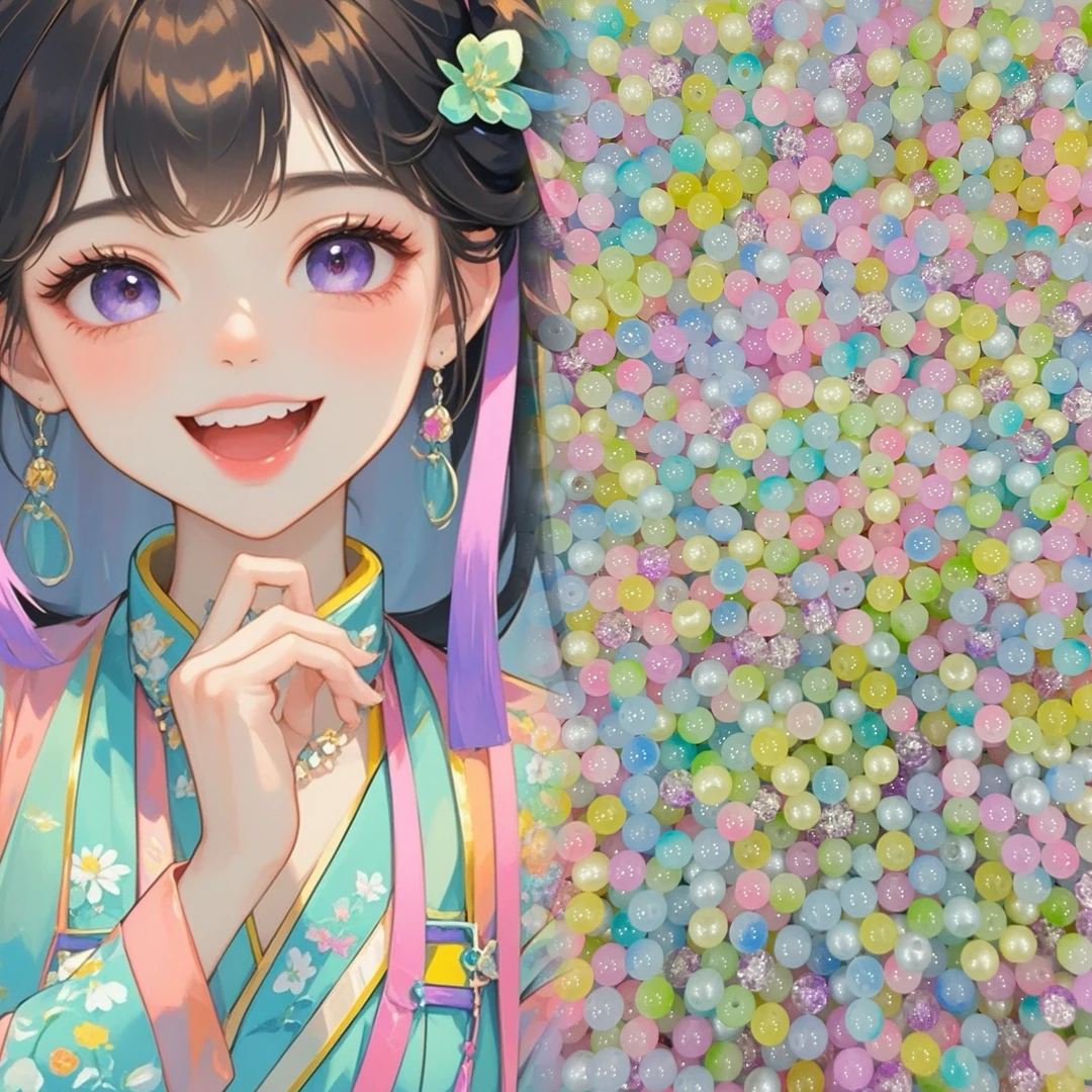 【混炒琉璃】马卡龙色珠珠diy手作古风搭配轻奢时尚