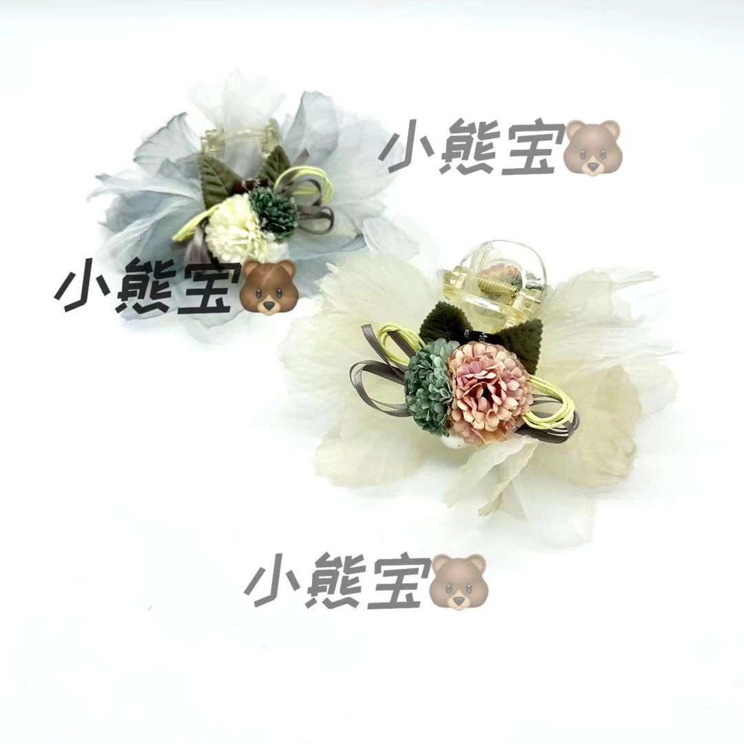 【小熊宝】轻奢时尚超仙花朵超大号鲨鱼夹气质古风日常百搭款