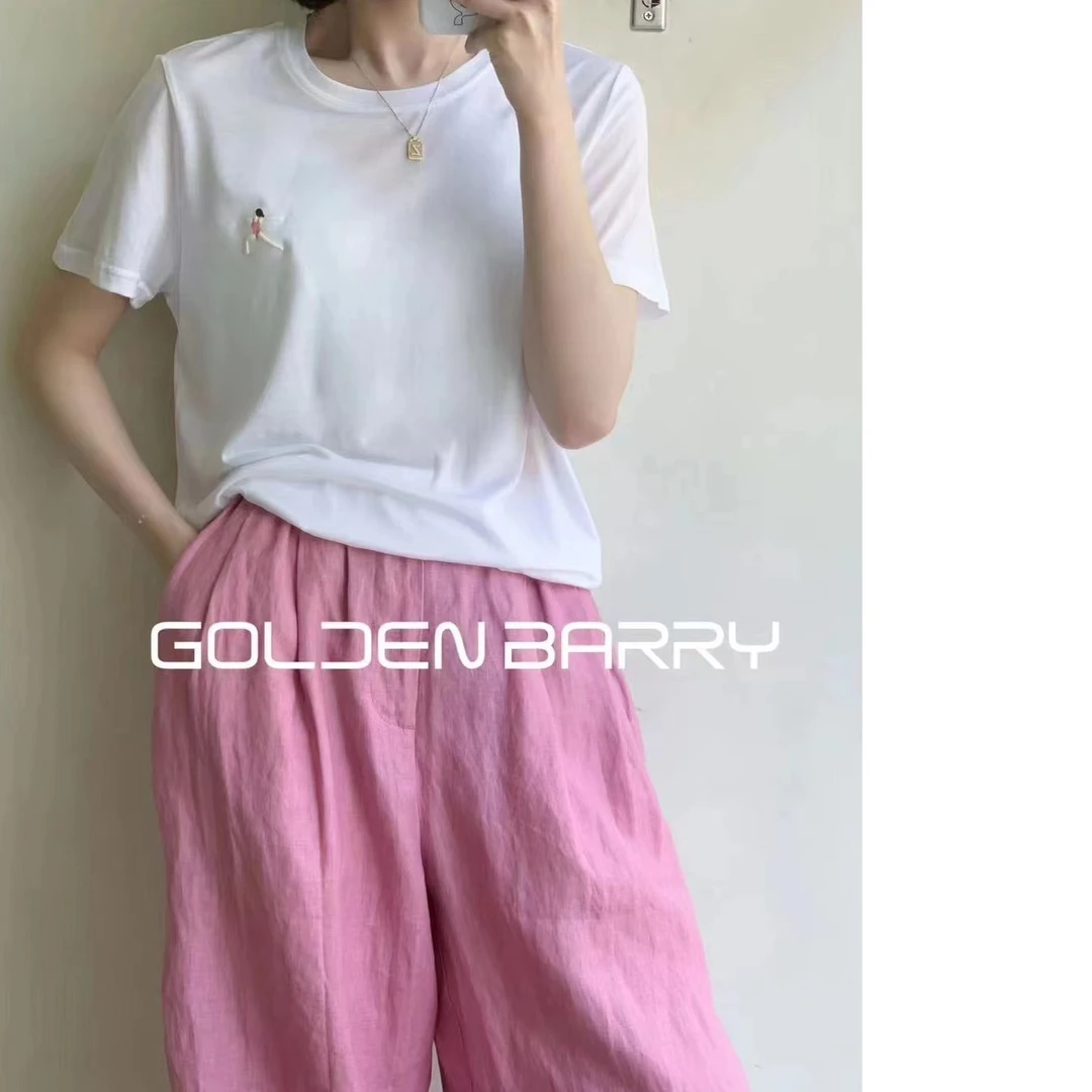 GOLDENBARRY|201809夏季轻薄百搭小人印花舒适圆领T恤时尚休闲