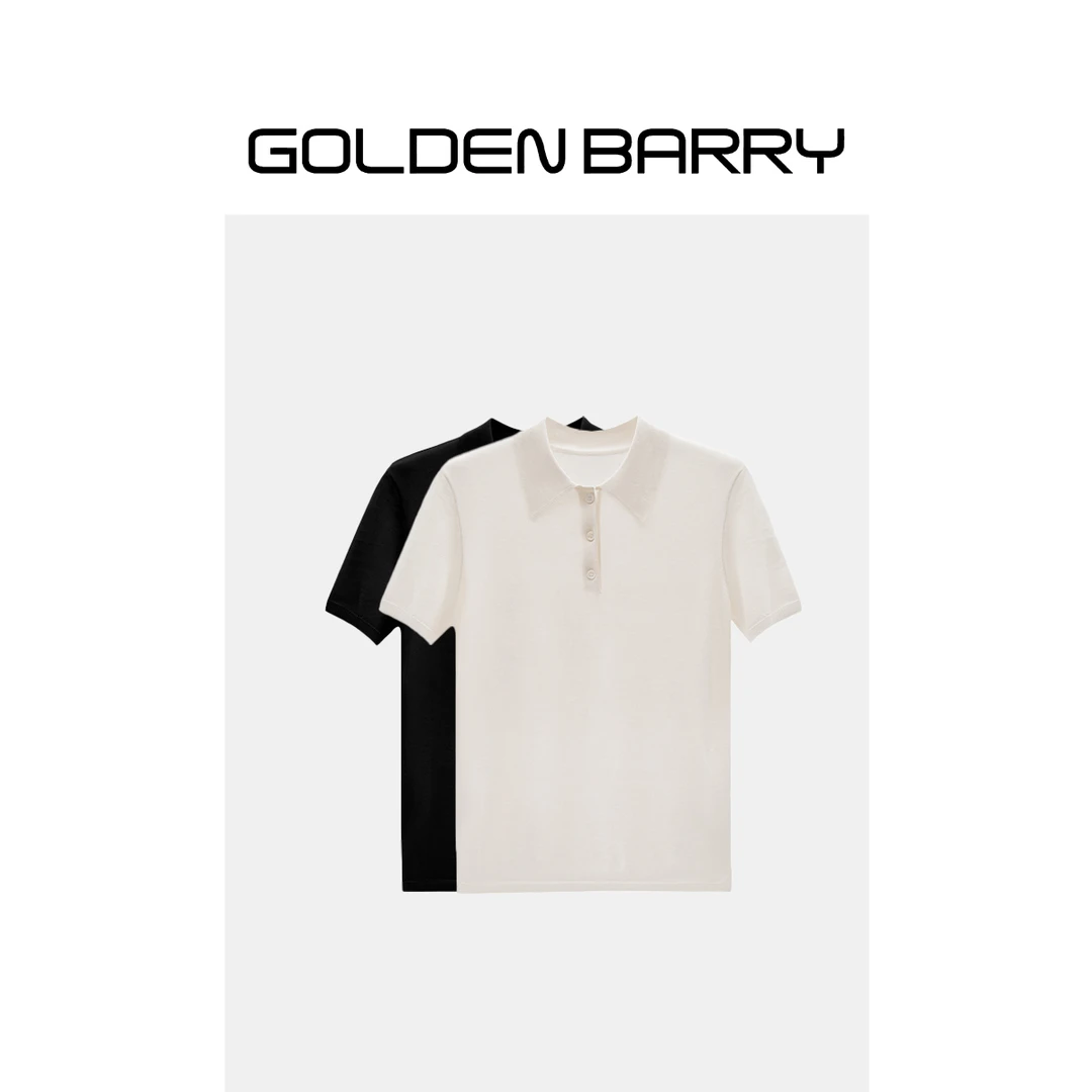 GOLDENBARRY|246416针织短袖百搭休闲夏季POLO衫时尚设计师款女装