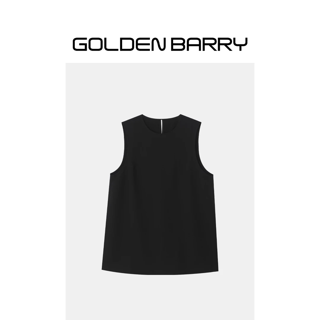 GOLDENBARRY|123056极简潮流时尚经典圆领舒适显瘦百搭纸片人马甲
