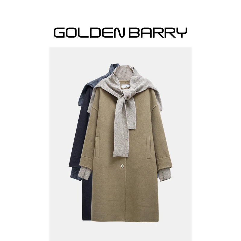 GOLDENBARRY【返季福 利】142047毛织设计师拼接长款大衣