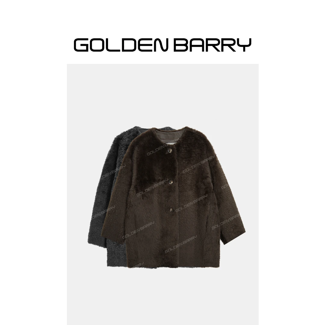 GOLDENBARRY|151016时尚圆领皮毛外套