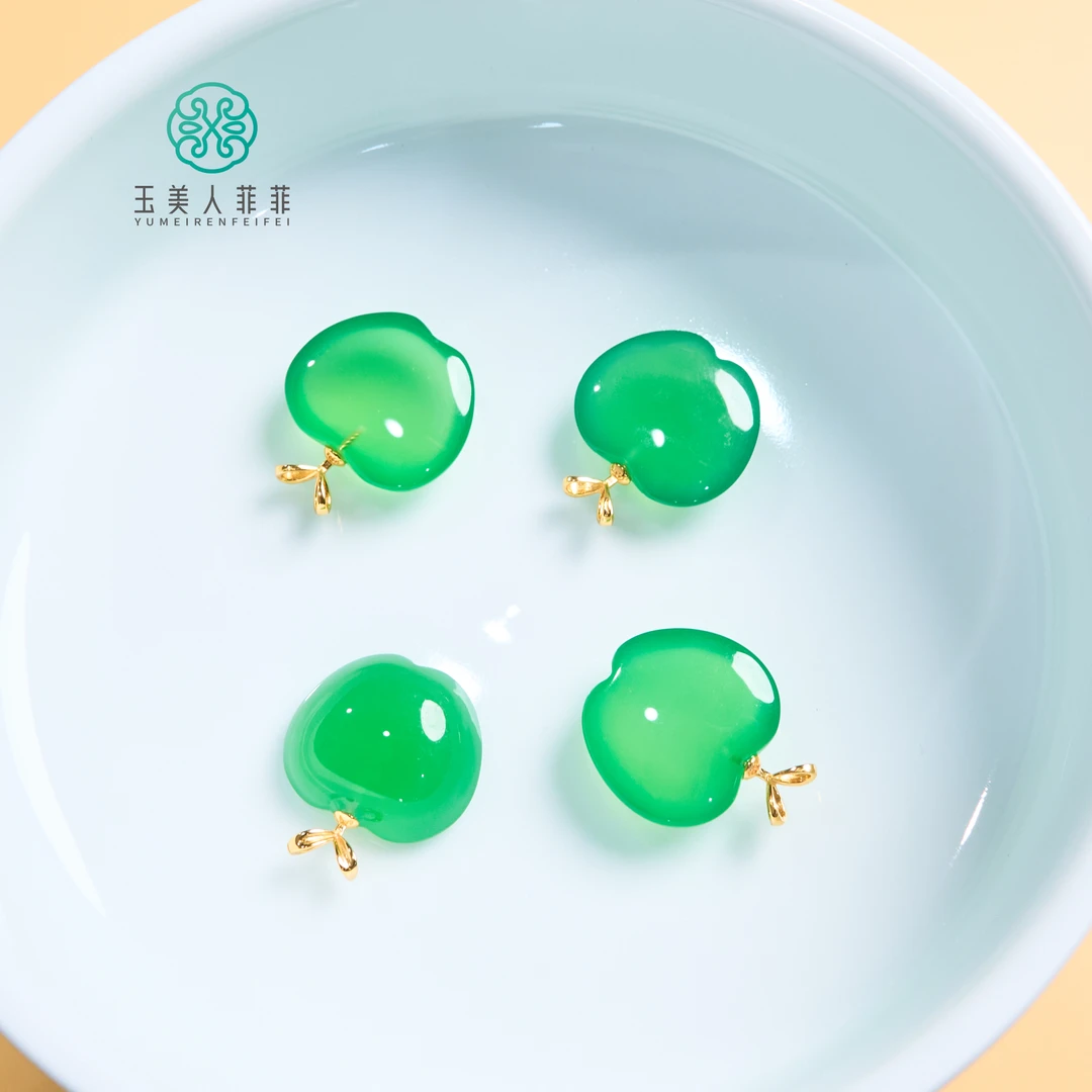 【春日珠宝】菲菲珠宝好*S925绿玛瑙苹果吊坠约17*20mm-多样性发一