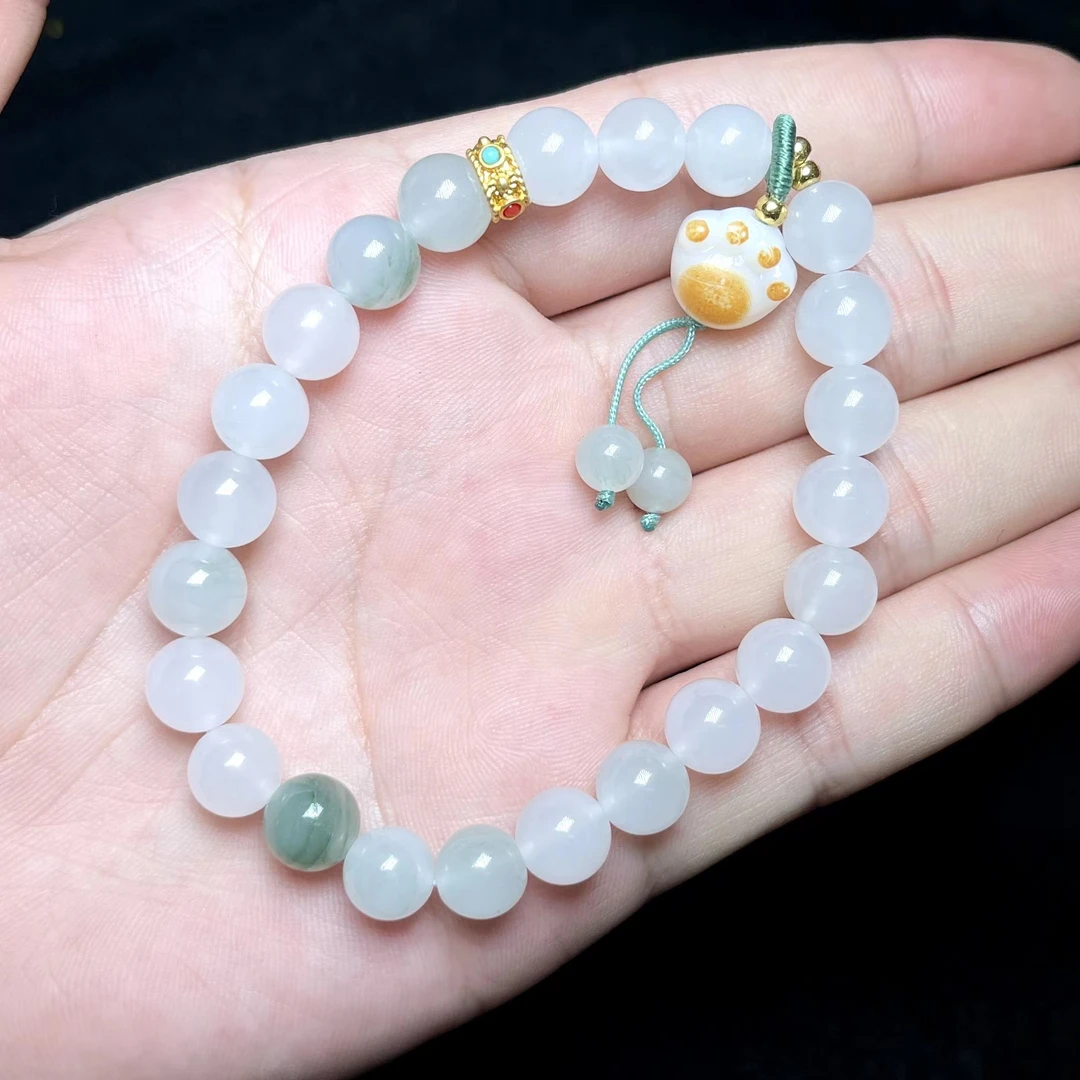 【春日珠宝】菲菲珠宝好*天山翠单圈手串圆珠约8mm