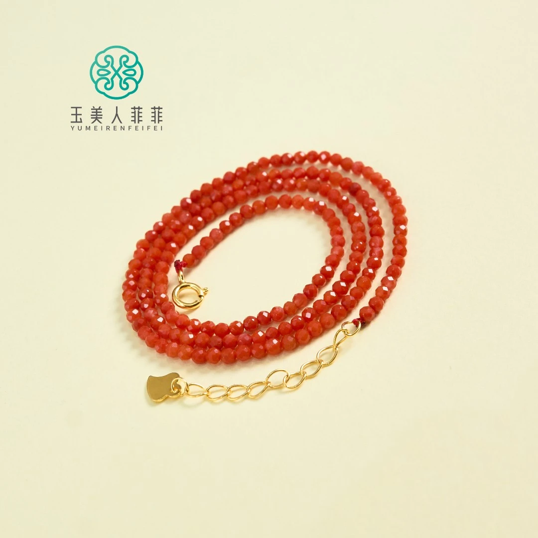 【春日珠宝】菲菲珠宝好*S925南红项链-切面珠约2mm