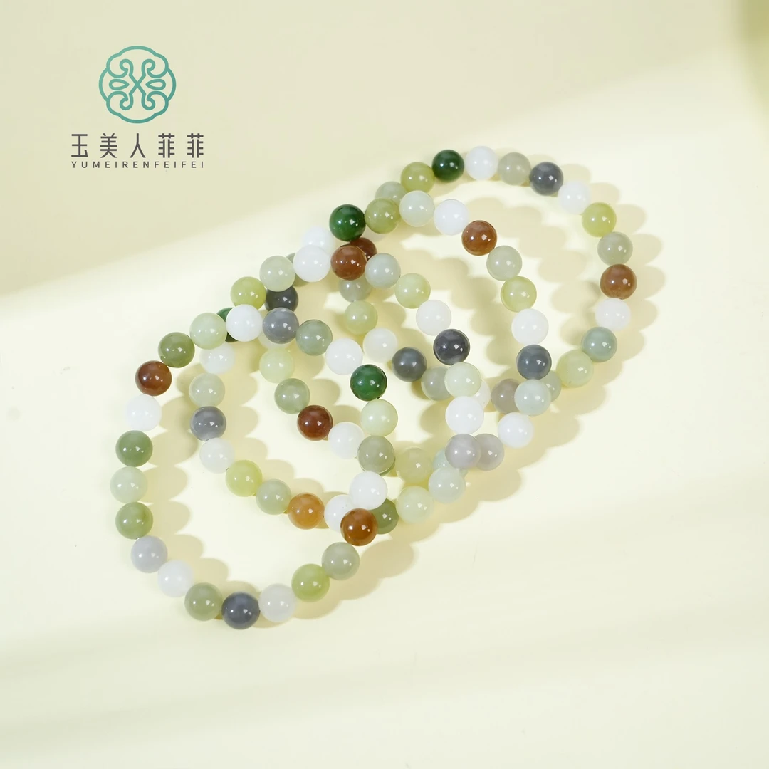 【春日珠宝】菲菲珠宝好*和田玉单圈手串圆珠约8mm/多样性发一