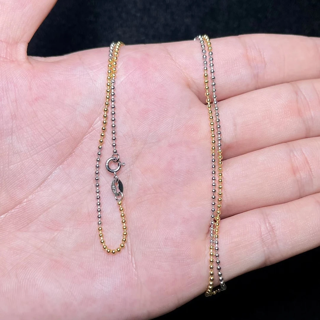 925银银制品 玉美人菲菲*S925银链子圆珠双色渐变链