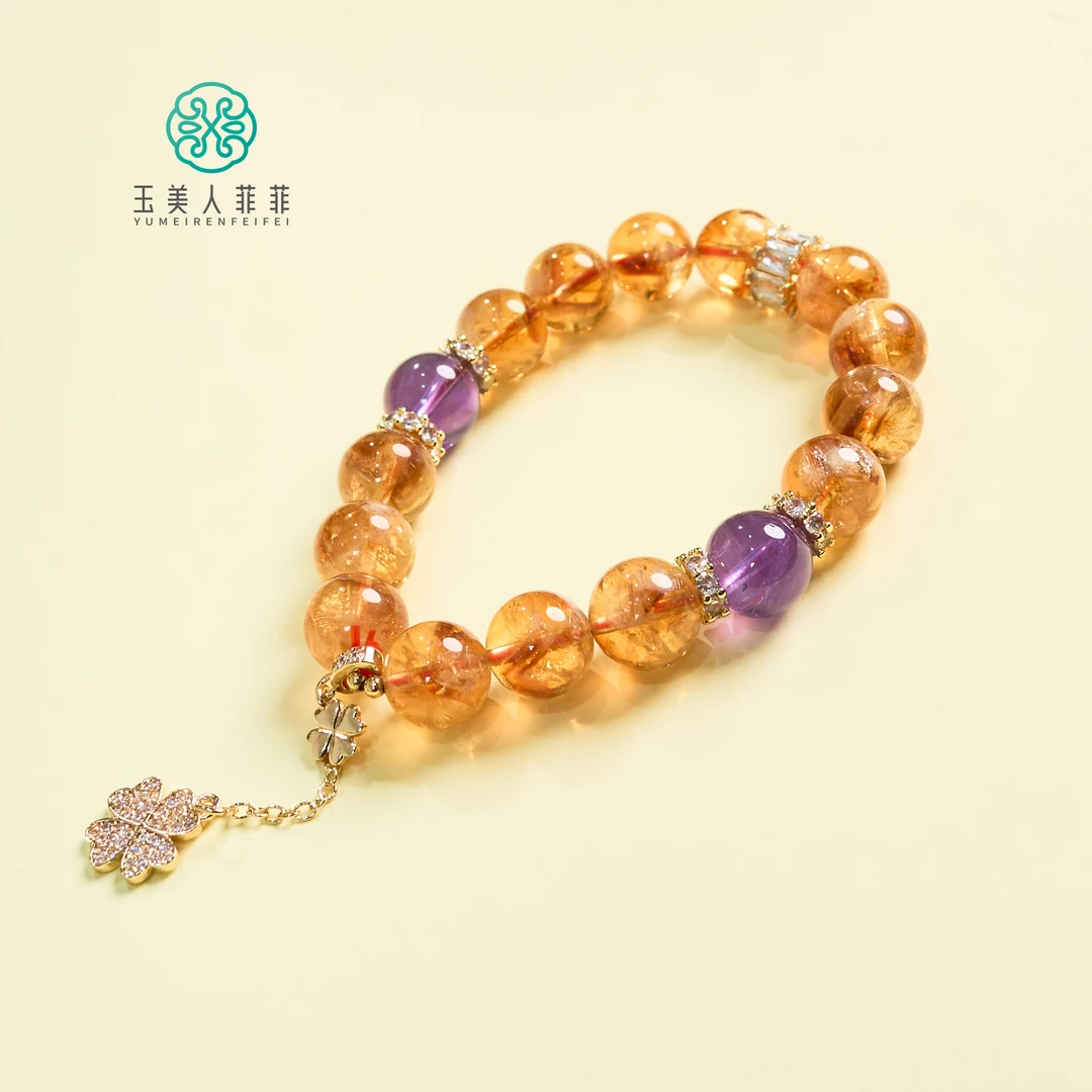 玉美人菲菲~水晶单圈黄塔晶约12mm手串