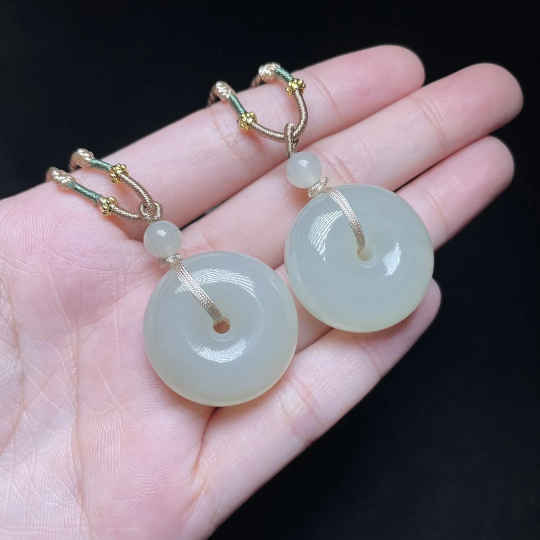 玉美人菲菲#和田玉吊坠-平安扣约25mm-多样性发一