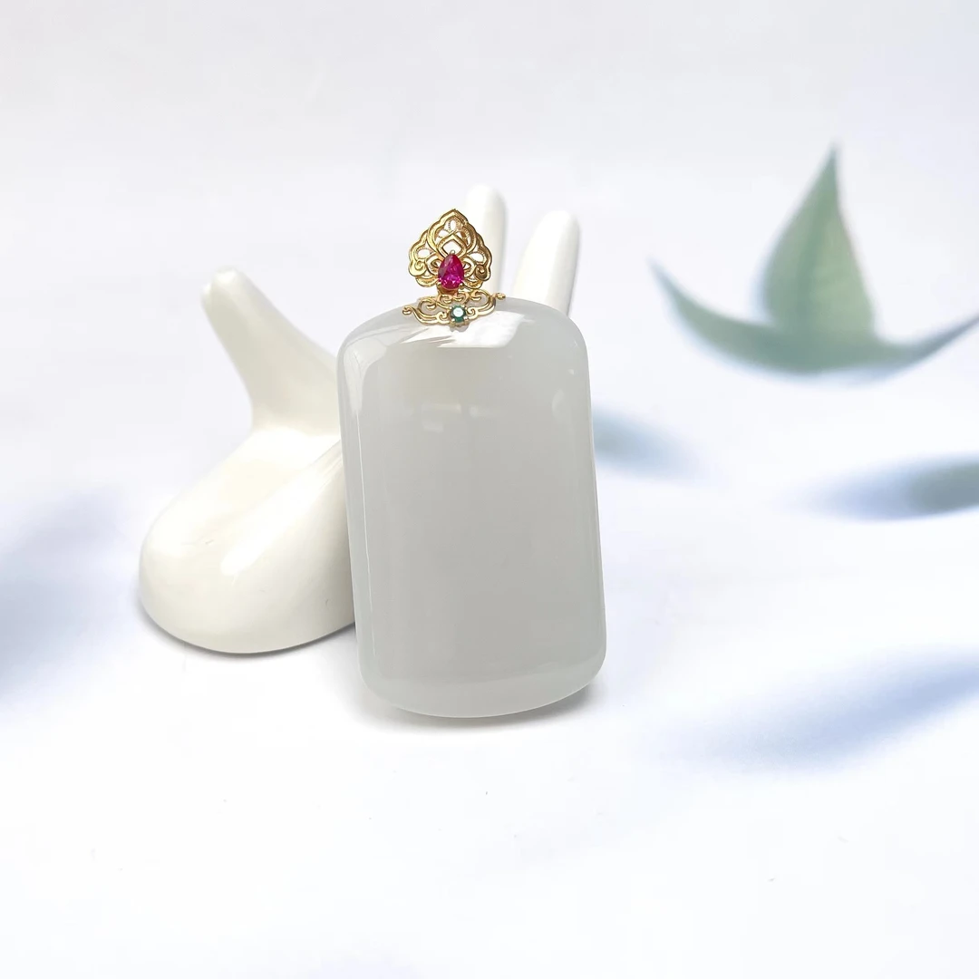 【春日珠宝】菲菲珠宝好*18K和田玉吊坠无事牌约59*29mm