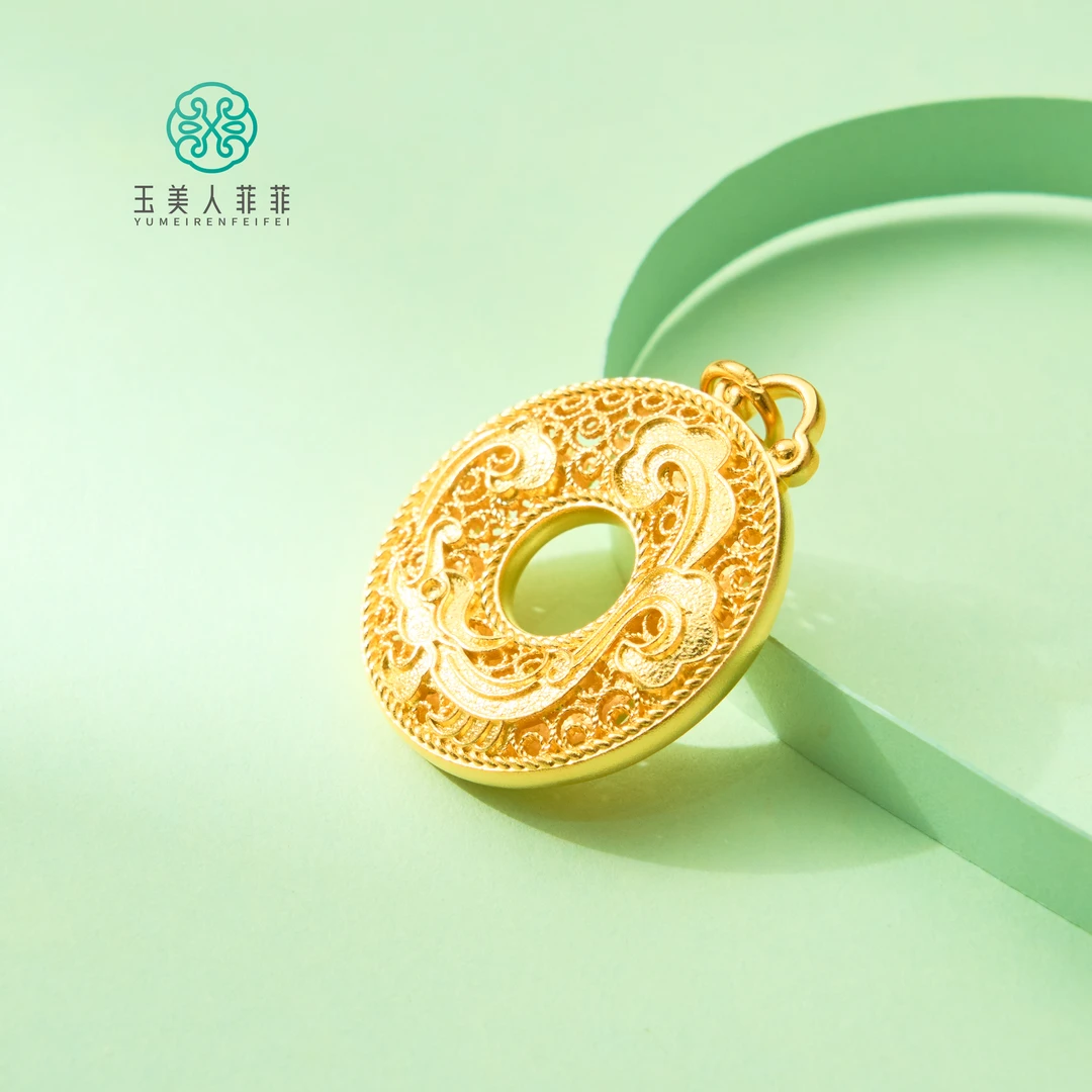 吊坠足银 玉美人菲菲#足银镂空圆牌吊坠约29mm