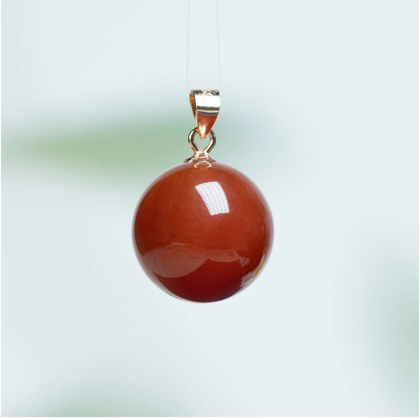 玉美人菲菲#红玛瑙圆珠吊坠