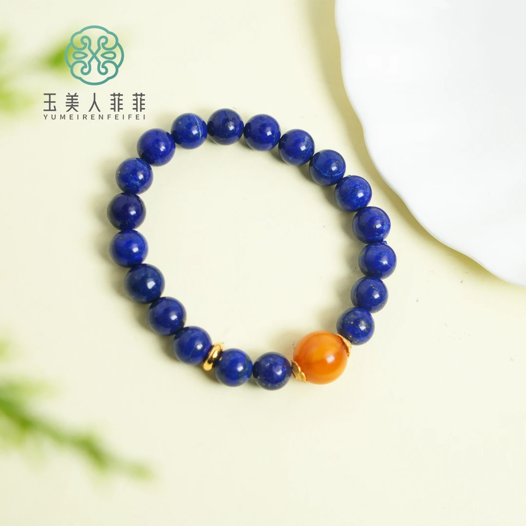 【春日珠宝】菲菲珠宝好*S925青金石单圈圆珠手串约9mm