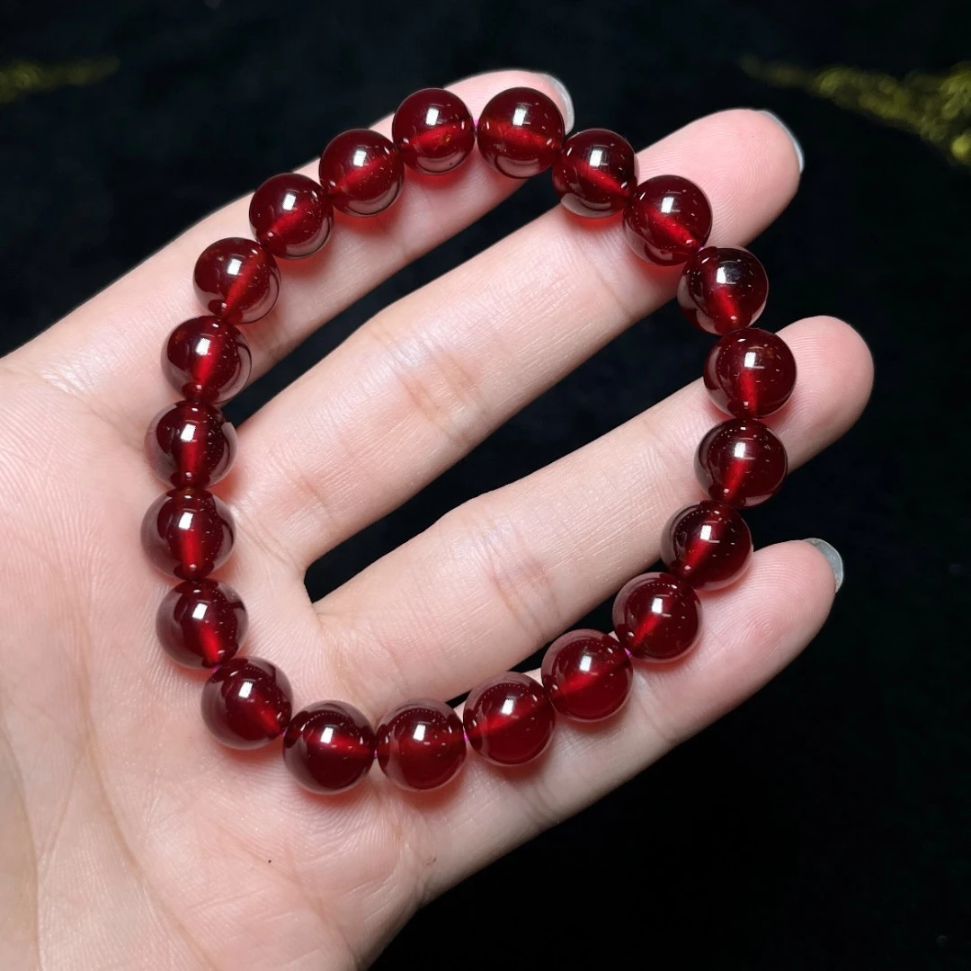 【春日珠宝】菲菲珠宝好*芬达石榴石单圈圆珠约10mm手串