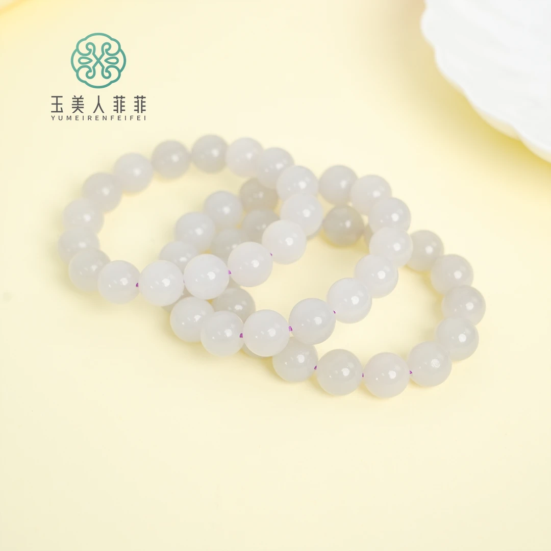 【春日珠宝】菲菲珠宝好*和田玉单圈圆珠约12mm手串~多样性发一