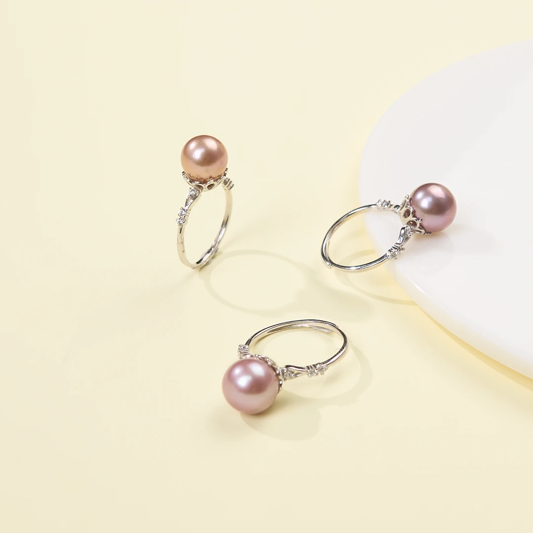 菲菲珠宝好/S925珍珠戒指约9-10mm/可调节/多样性发一