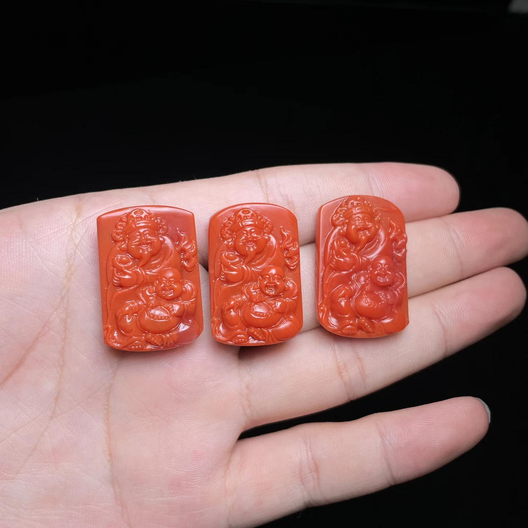 玉美人菲菲#南红吊坠-方牌约30*20mm-多样性发一