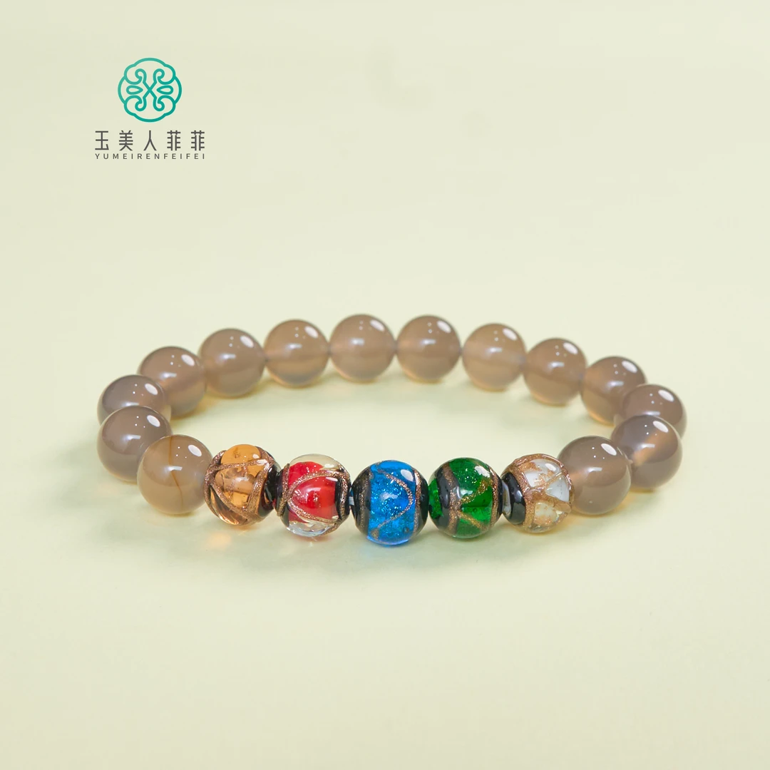 【春日珠宝】菲菲珠宝好*玛瑙单圈五行圆珠手串