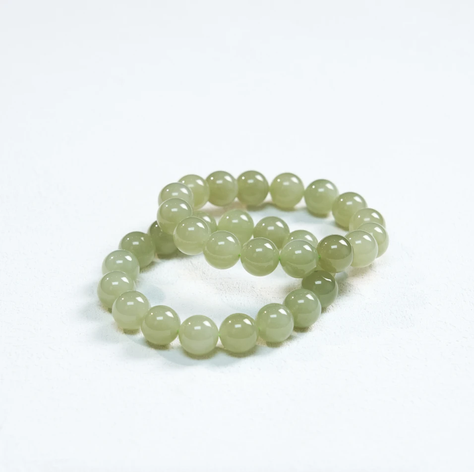 玉美人菲菲-和田玉圆珠约12mm手串-~多样性发一