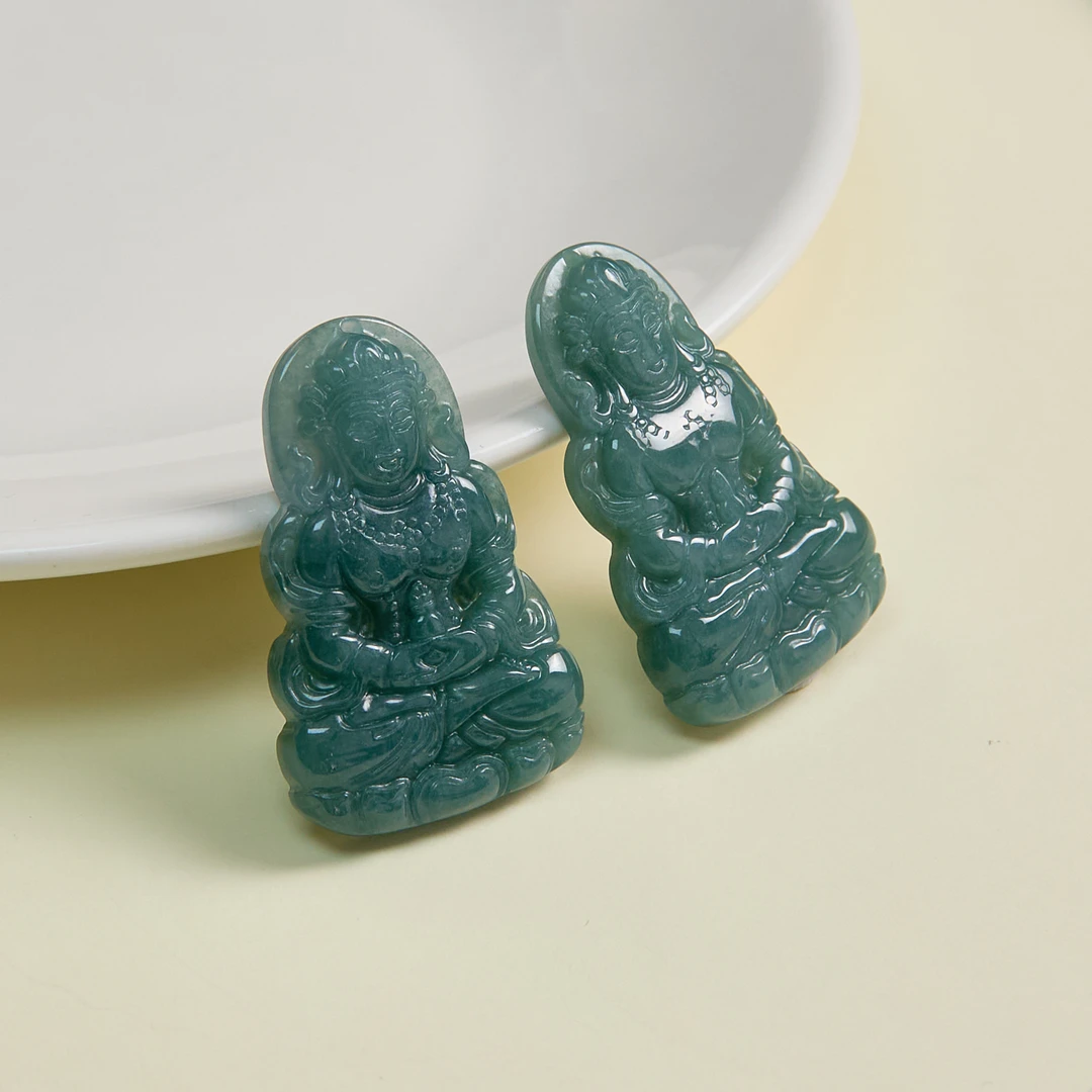 【春日珠宝】菲菲珠宝好*翡翠度母约39*24mm吊坠~多样性发一