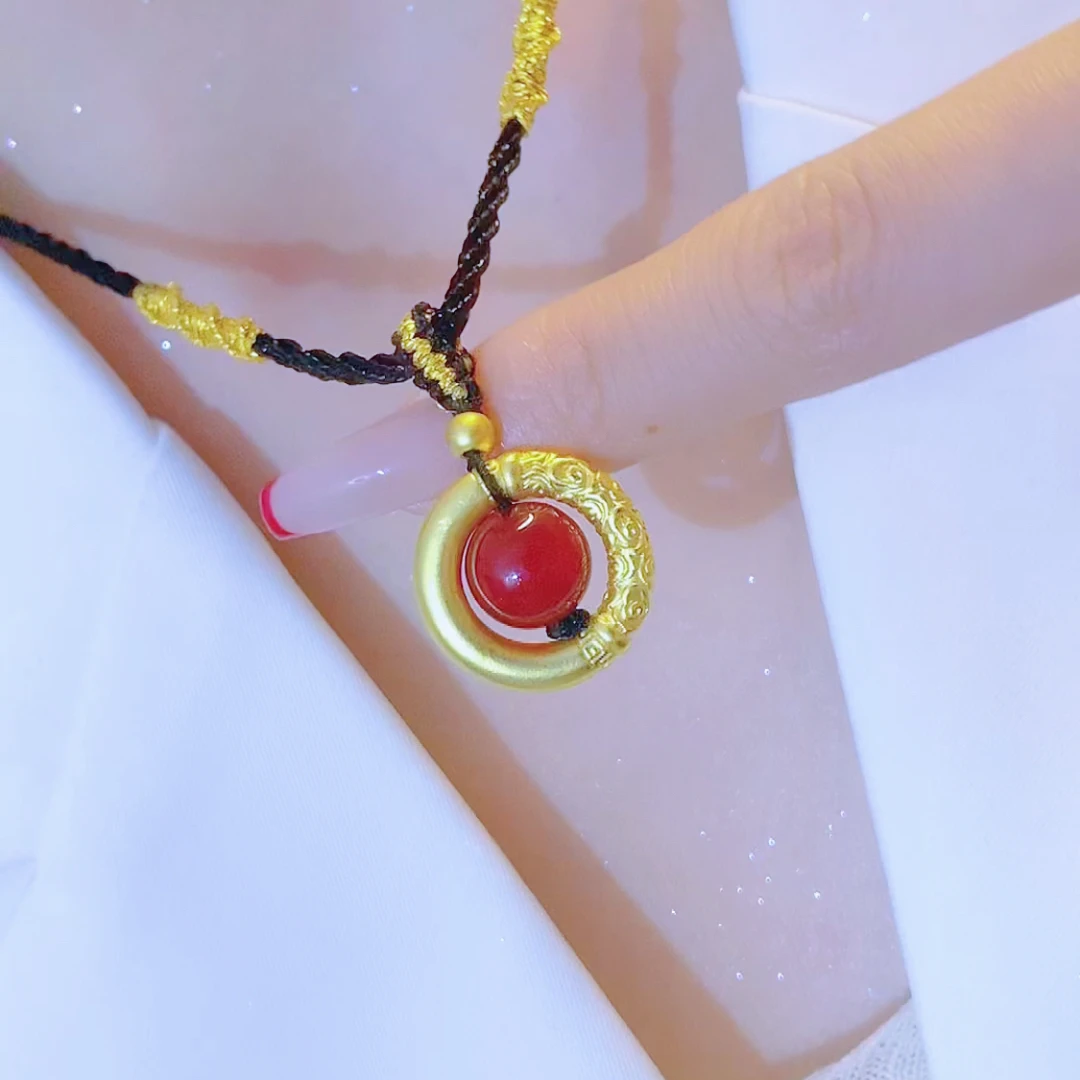 铜合金布艺项链 9928～布艺工艺平安扣项链