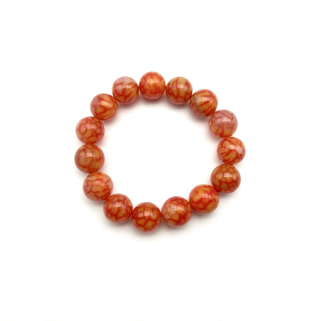 西玛古珠赤血龙纹玛瑙圆珠手串 14mm-JS012