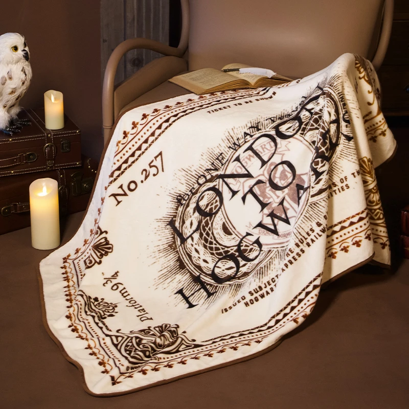正版哈利波特周边9¾站台车票毯子毛绒午睡沙发毯