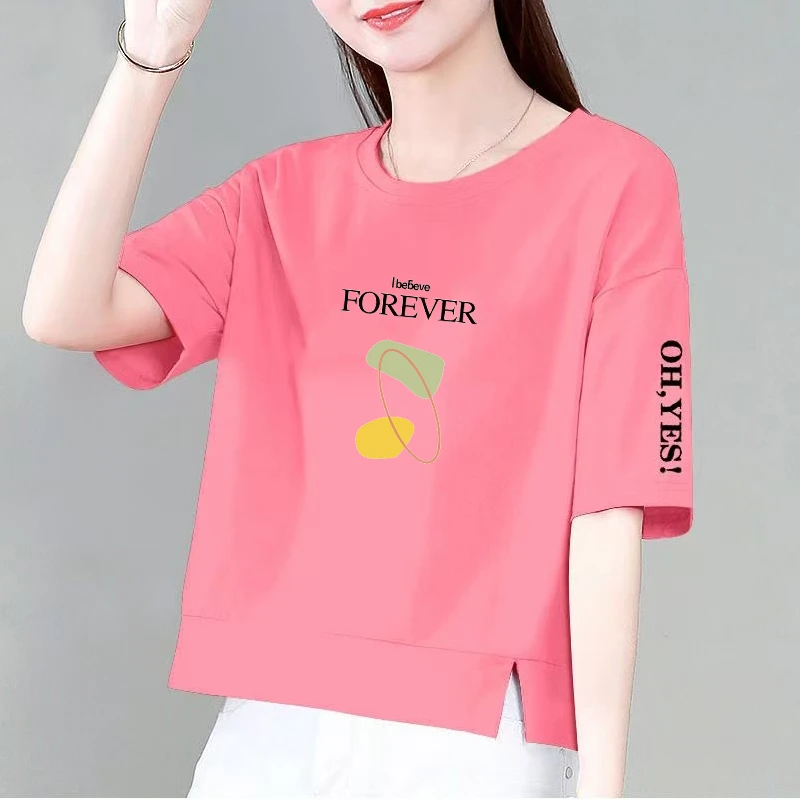 夏季新款纯棉短袖T恤女短款小个子舒适女士上衣宽松2025韩版洋气