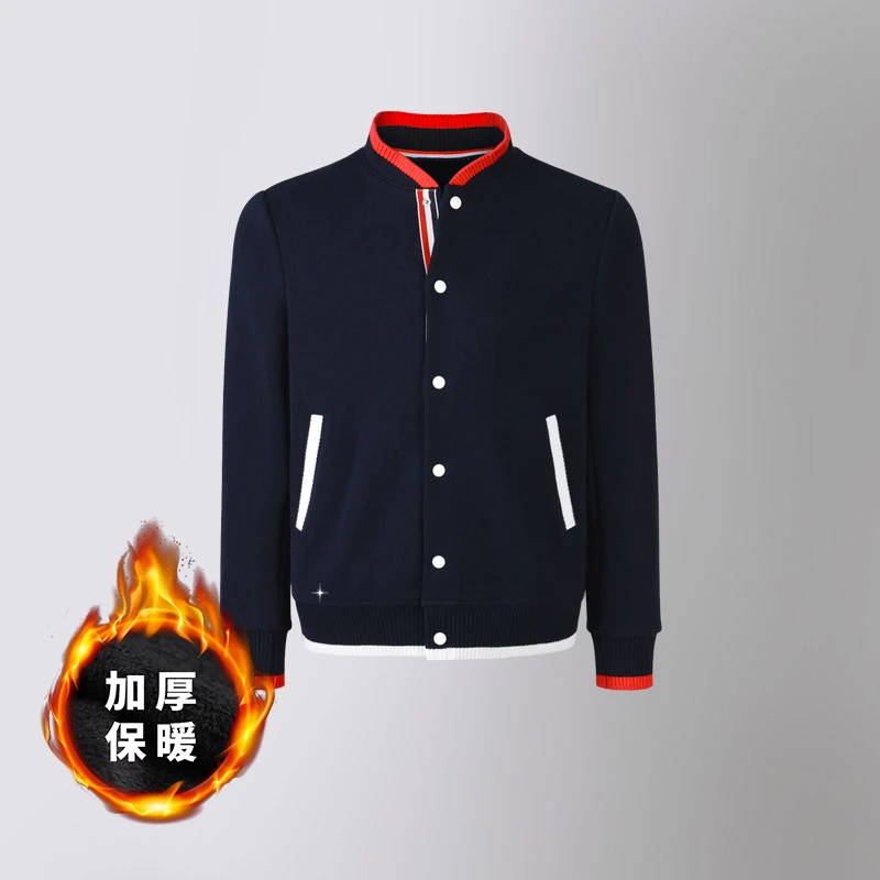 【男女同款】冬季新款法国罗纹重磅垂感棒球服情侣潮流厚款外套加厚