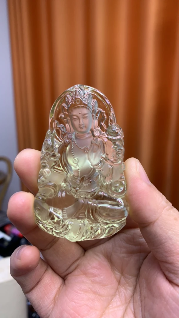 天然黄水晶度母观音定制