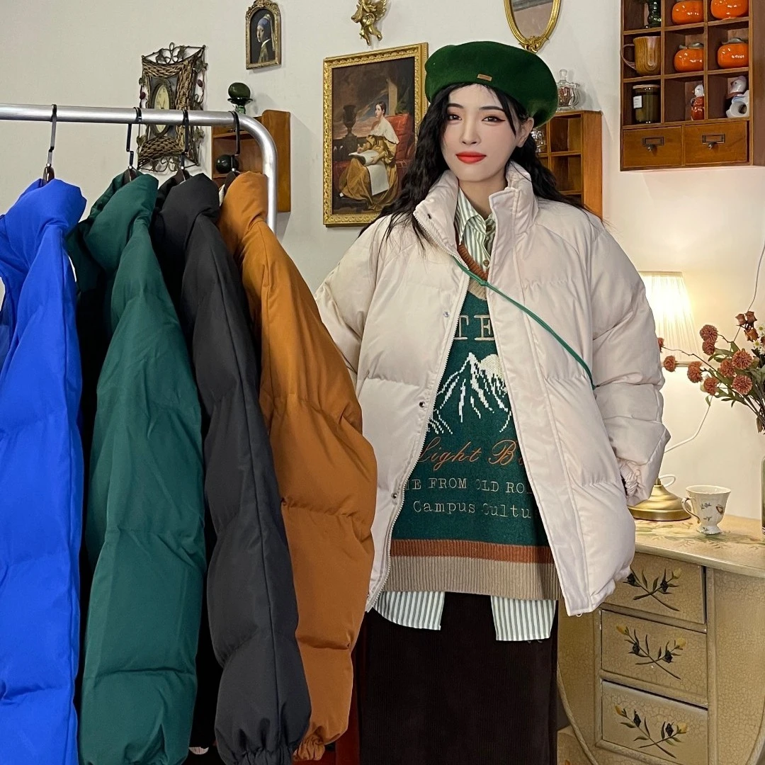 MF365 Light Blue定制复古 原创纯色基础款棉服加厚外套
