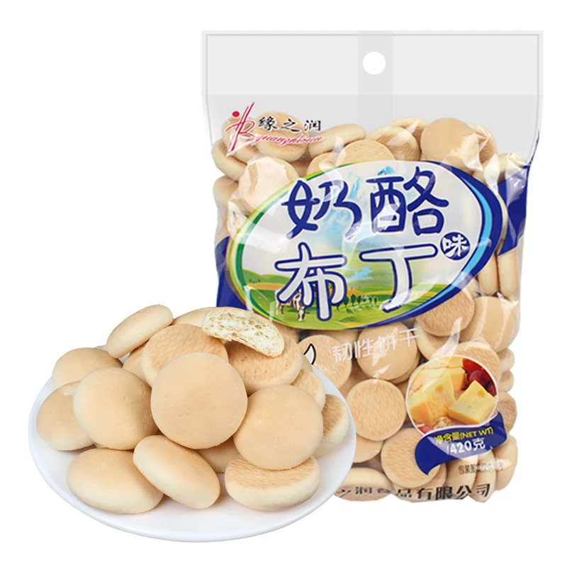 奶酪味布丁饼干冲泡型韧性饼干钙奶圆饼干早餐零食泡水软饼干