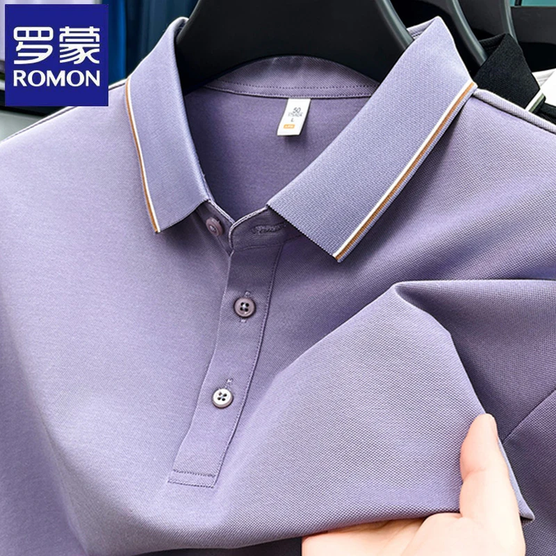 【含桑蚕丝】罗蒙休闲夏季翻领polo衫男士短袖T恤商务薄款透气上衣
