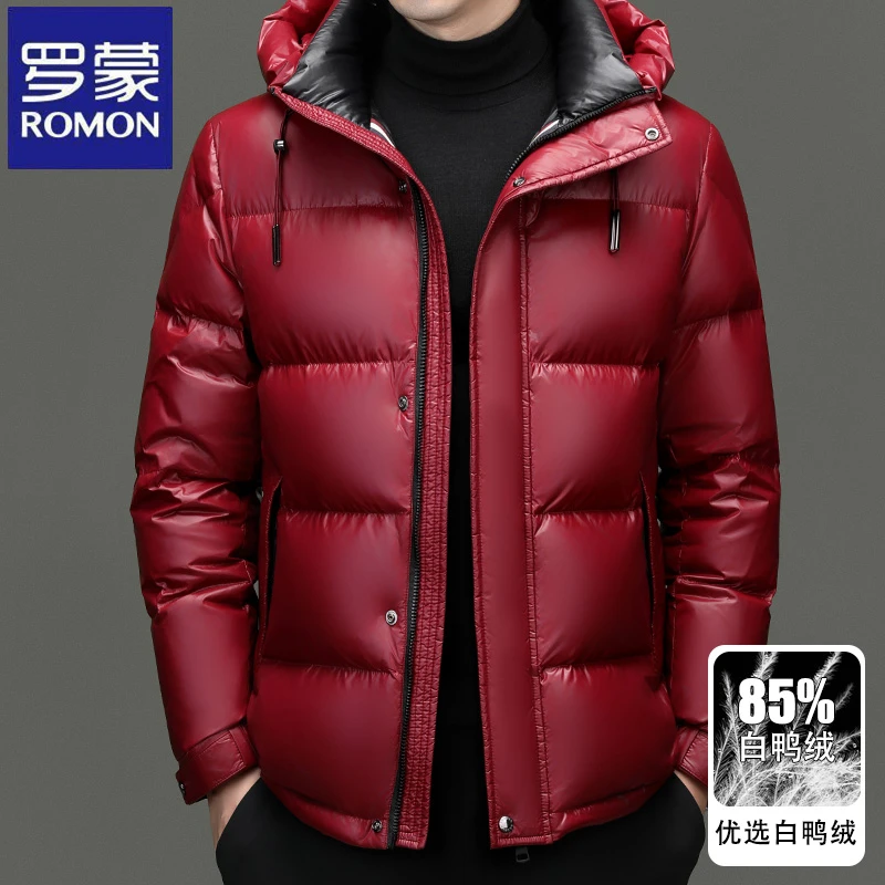【白鸭绒】罗蒙冬季新款男士休闲羽绒时尚百搭立领上衣潮流百搭外套