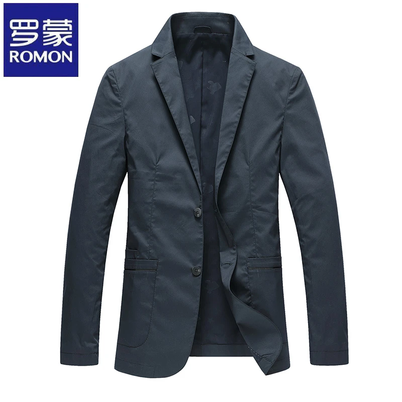 罗蒙中青年男士两粒扣平驳领西装春秋季新款时尚韩版纯色西服外套