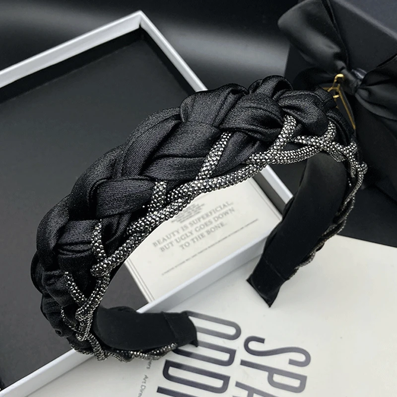 发卡轻奢编织小香风发箍高颅顶百搭黑色法式外出复古时尚网红发卡