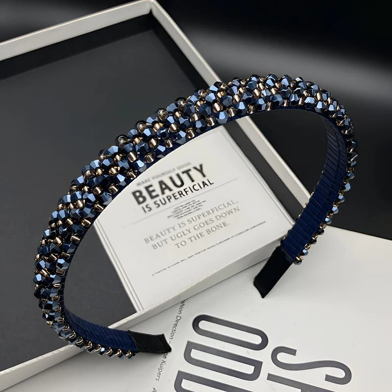 发箍百搭头饰发卡发饰简约头箍发夹气质外出成人韩版满钻时尚窄边