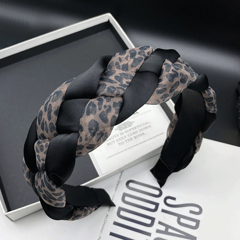 轻奢气质发箍百搭时尚发卡发饰头箍编织外出豹纹小香风网红复古