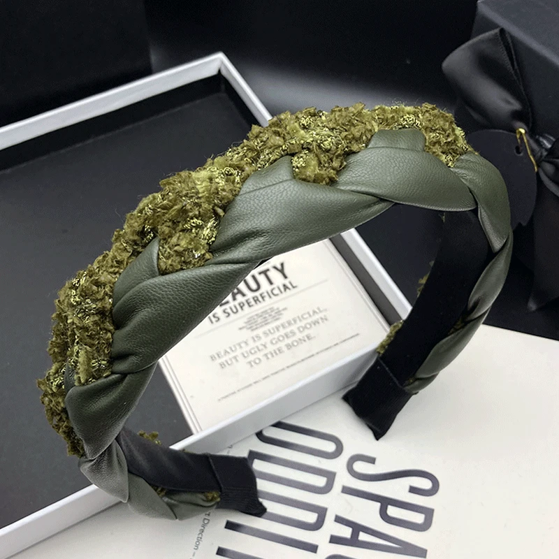 新款轻奢外出气质发箍百搭头饰发卡发饰头箍窄边复古时尚手工编织
