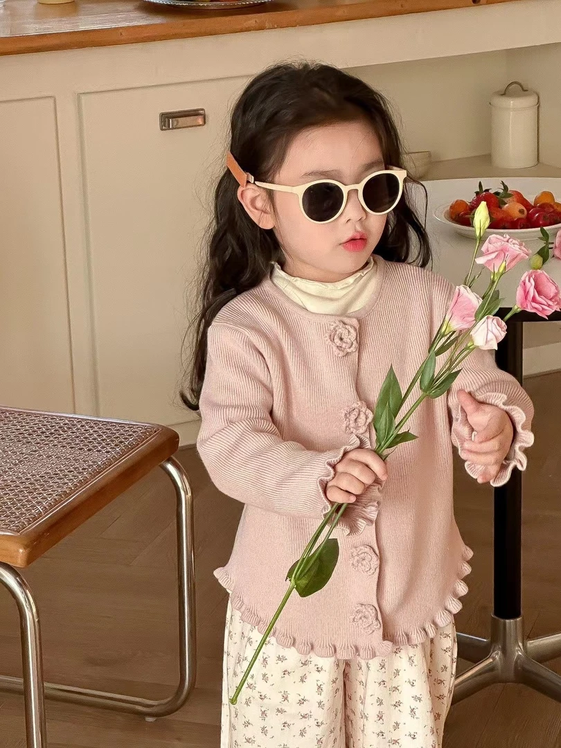 2024春款小鹿慕水-花朵毛衣开衫-儿童女童-24886