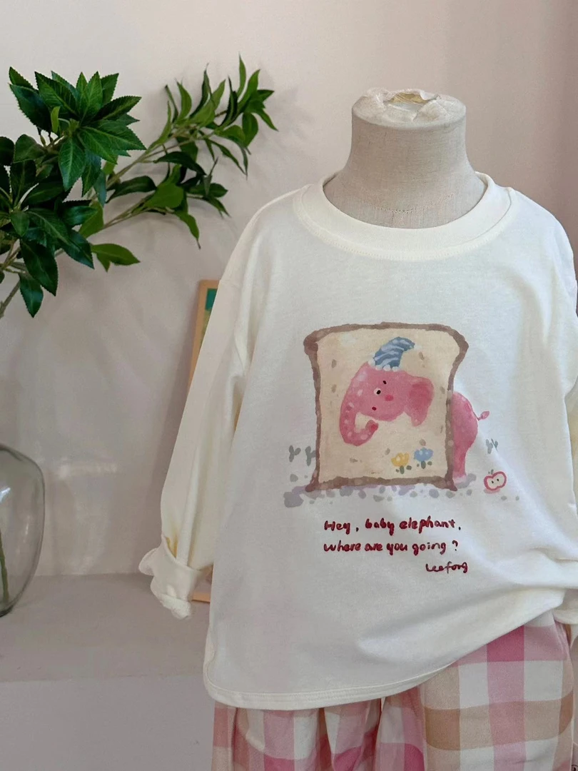 2024秋款上新-HS-小象印花长袖T-百搭洋气-HS53641
