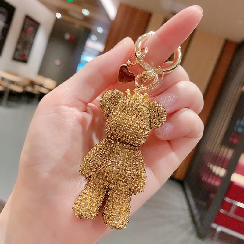 时尚卡通满钻中号暴力熊公仔汽车钥匙扣女可爱小熊包包挂件钥匙圈